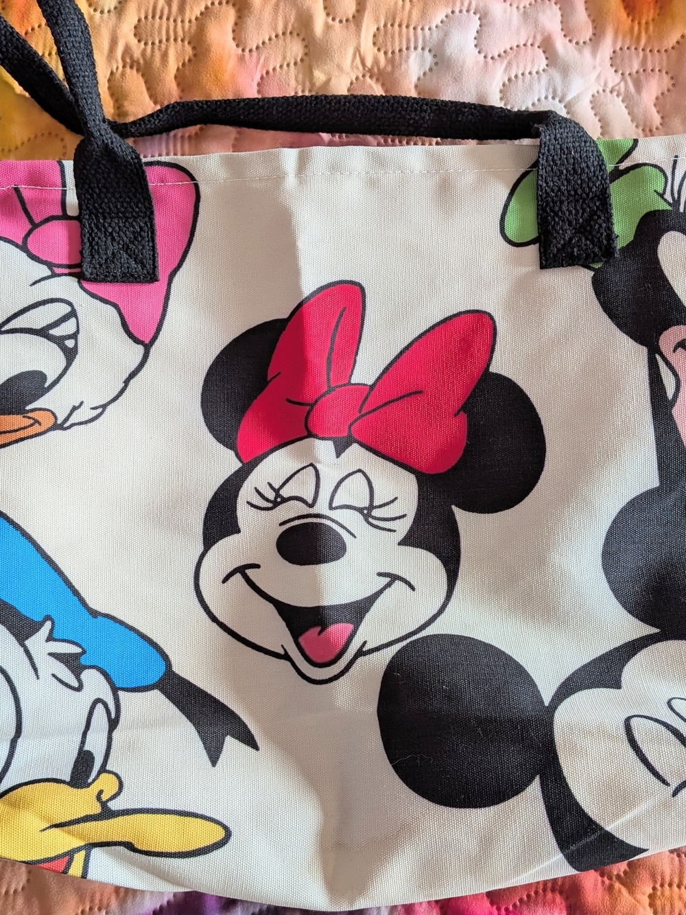 Disney Minnie Mouse And Friends Canvas Tote Bag - White & Pink 12x 14 Inches